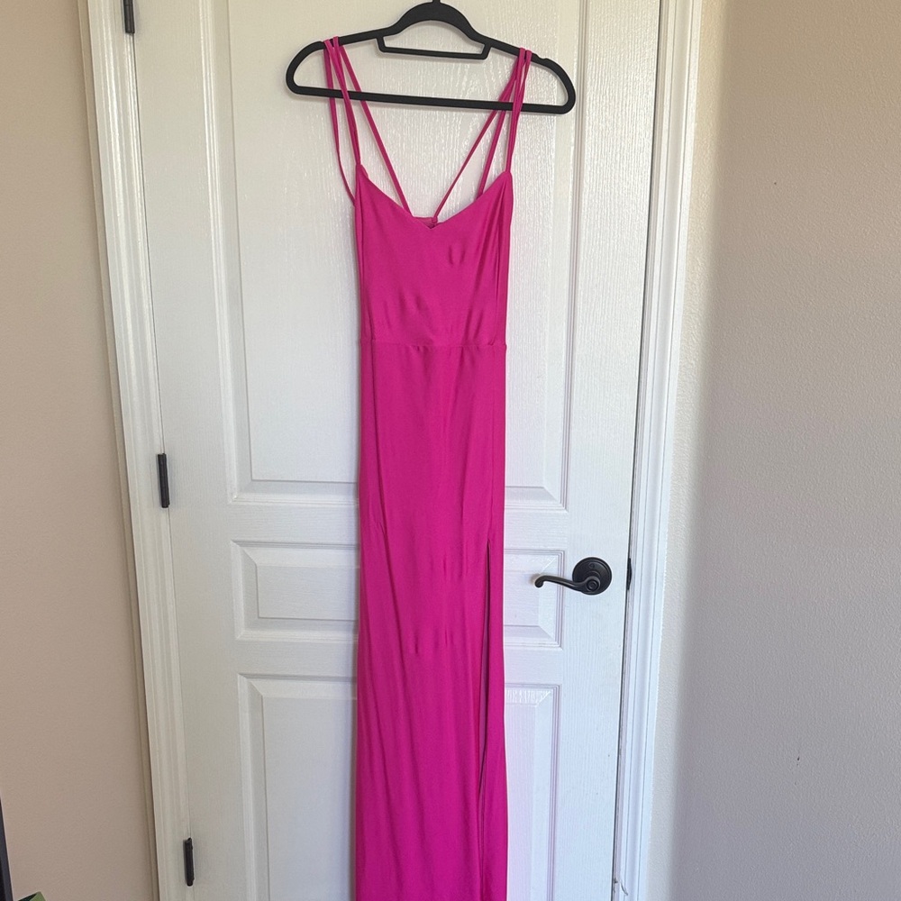 Lulu's Hot Pink Strappy Maxi Dress